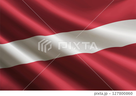 Latvia flag waving in the wind, detailed silk texture 127800860