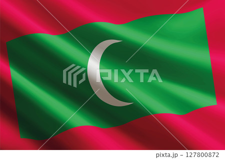 Maldives flag waving in the wind, detailed silk texture 127800872