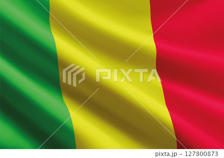 Mali flag waving in the wind, detailed silk texture 127800873