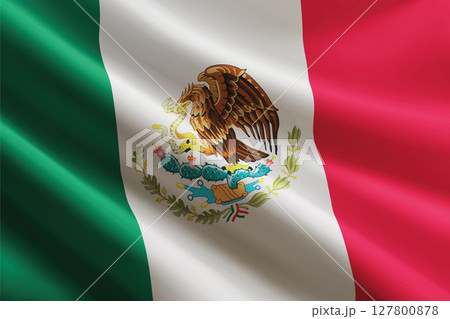 Mexico flag waving in the wind, detailed silk texture Mexico flag waving in the wind, detailed silk texture 127800878