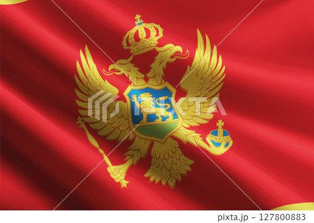 Montenegro flag waving in the wind, detailed silk texture 127800883