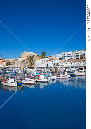 Ciutadella Menorca marina Port view Town hall 127800902
