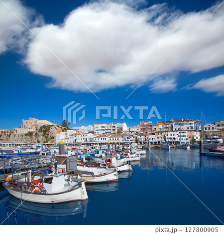 Ciutadella Menorca marina Port view Town hall 127800905