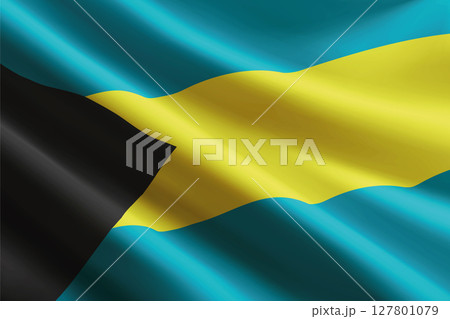 Bahamas flag waving in the wind, detailed silk texture 127801079