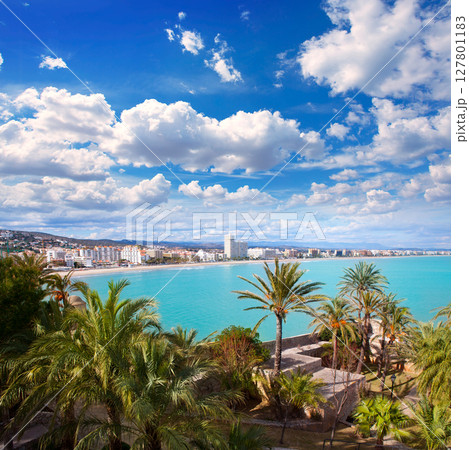 Peniscola beach and Village aerial view in Castellon Spain Peniscola beach and Village aerial view in Castellon Spain 127801183