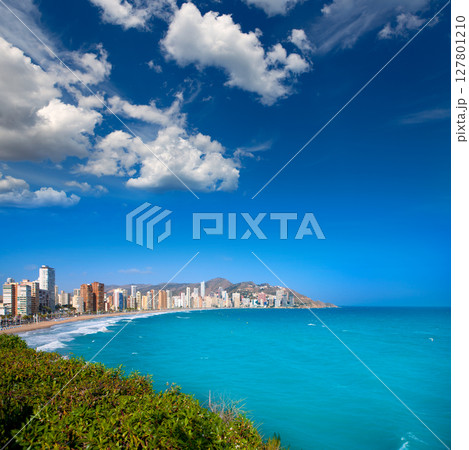 Benidorm Alicante beach buildings and Mediterranean 127801210