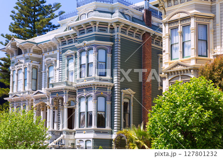 San Francisco Victorian houses in Pacific Heights California 127801232