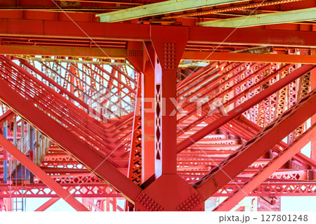 Golden Gate Bridge under details in San Francisco California Golden Gate Bridge under details in San Francisco California 127801248