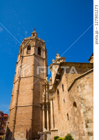 Valencia Cathedral facade and Miguelete Micalet Valencia Cathedral facade and Miguelete Micalet 127801273