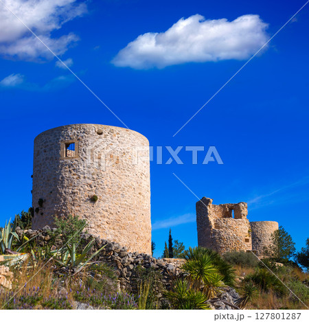 Javea denia San antonio Cape old windmills masonry structure Javea denia San antonio Cape old windmills masonry structure 127801287
