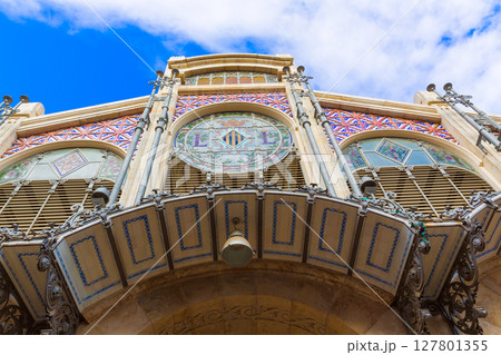 Valencia Mercado Central market facade Spain Valencia Mercado Central market facade Spain 127801355