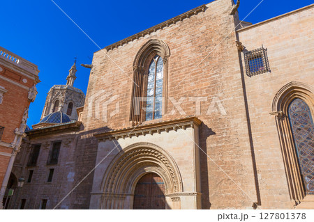 Valencia Romanesque Palau door of Cathedral Spain 127801378