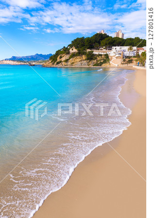 Moraira playa El Portet beach turquoise water in Alicante Moraira playa El Portet beach turquoise water in Alicante 127801416
