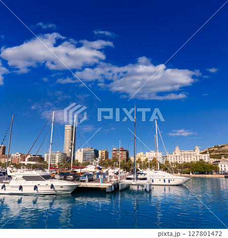 alicante marina port boats in Mediterranean spain 127801472