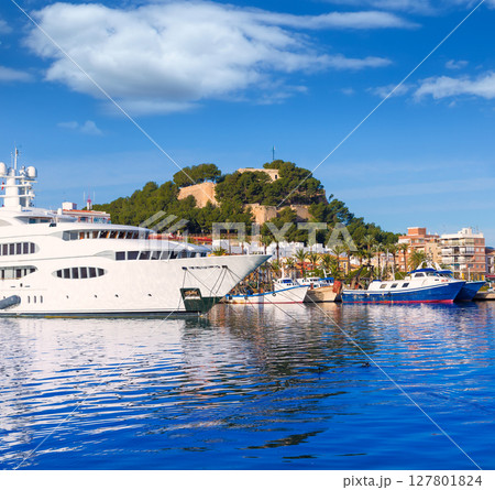 Denia Port with castle hill Alicante province Spain 127801824