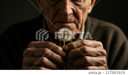 Portrait of Elderly Southeast Asian Woman in Traditional Attire with Colorful Headscarf - Cultural Wisdom and Grace 127801919