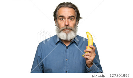 Asian Man in White T-Shirt Showing Gratitude with Praying Hands - Peaceful and Respectful Expression for Mindfulness or Wellness Concept 127801995
