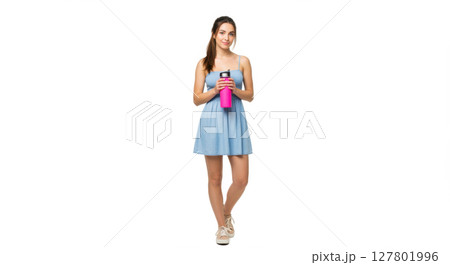 Asian Man in White T-Shirt Showing Gratitude with Praying Hands - Peaceful and Respectful Expression for Mindfulness or Wellness Concept 127801996