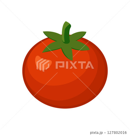 Fresh red tomato with green stem 127802016