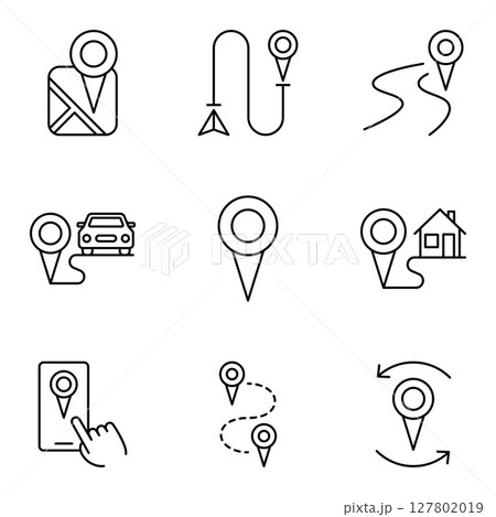 Location Marker and GPS Navigation Icon Collection 127802019