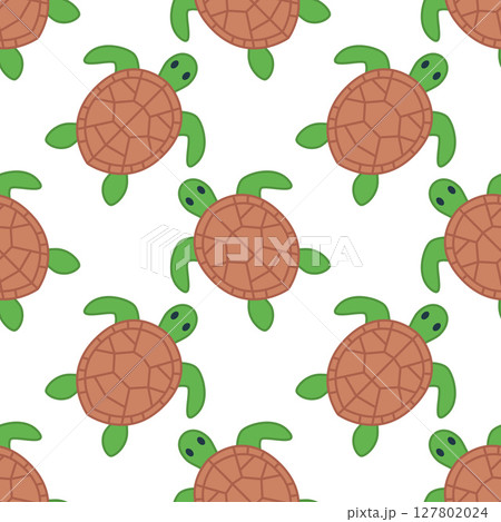 Seamless pattern of cute sea turtles on white background 127802024
