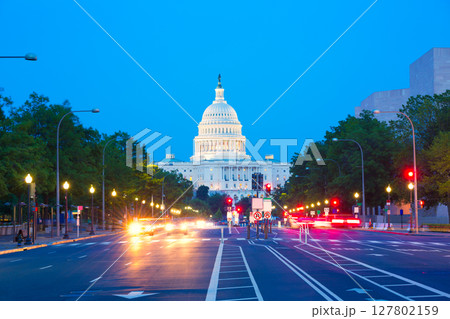 Capitol sunset Pennsylvania Ave Washington DC Capitol sunset Pennsylvania Ave Washington DC 127802159