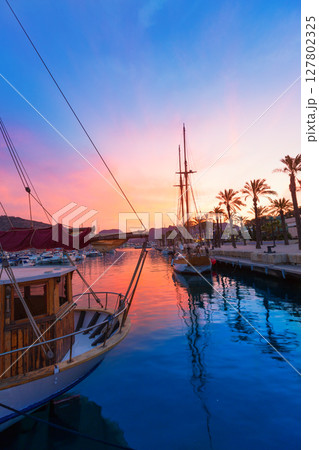 Cartagena Murcia port marina sunset in Spain Cartagena Murcia port marina sunset in Spain 127802325