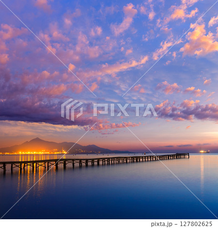 Majorca Muro beach sunrise Alcudia Bay Mallorca Majorca Muro beach sunrise Alcudia Bay Mallorca 127802625