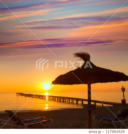 Majorca Muro beach sunrise Alcudia Bay Mallorca Majorca Muro beach sunrise Alcudia Bay Mallorca 127802626