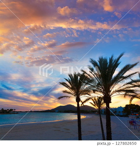 Alcudia Majorca at sunset on the beach Mallorca 127802650