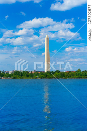 Washington Monument reflected in Tidal Basin DC 127802677