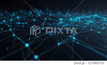 Connected digital dots and flowing tech threads...のイラスト素材 [127802723 ...