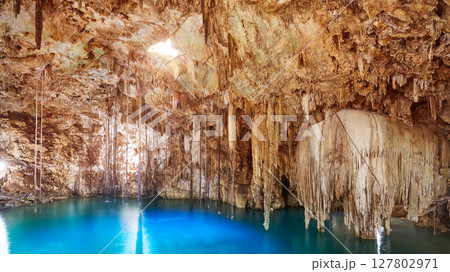 Cenote Xkeken sinkhole in Valladolid Mexico 127802971