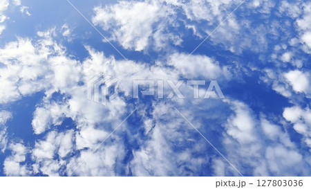 Camera move behind white fluffy clouds on blue sky at summer sunny day. Beautiful nature background. Close up Slow motion Camera move behind white fluffy clouds on blue sky at summer sunny day. Beautiful nature background. Close up Slow motion 127803036