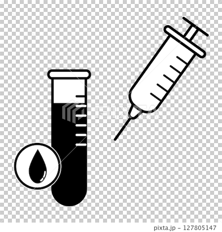 Syringe and blood sample icon set 127805147