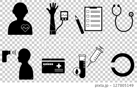 代表體檢和醫療程序的圖示集 代表體檢和醫療程序的圖示集 127805149