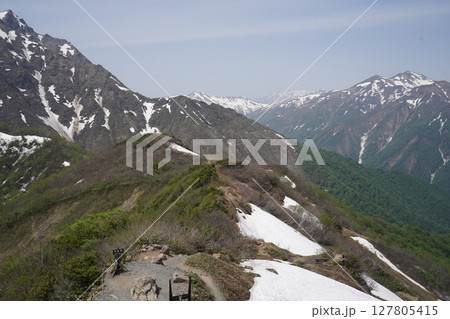 群馬県谷川岳　天神平駅から峠リフトで天神峠に到着　展望台から北方面を見る　2025年5月21日 127805415