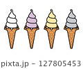コーンに入ったソフトクリームのイラストセット 127805453