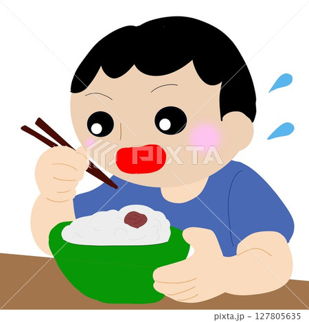 朝ごはんをかきこむ男の子 127805635