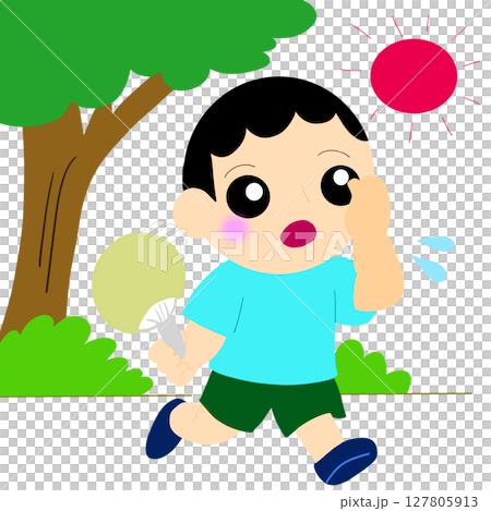 Heatstroke prevention: Children in the shade Heatstroke prevention: Children in the shade 127805913