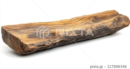 Rough Hewn Wood Plank Shows Natural Grain and Texture, Rustic Decor Element. 127806346
