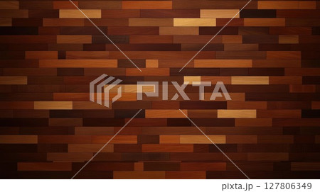 Dark Wood Floor Creates Rustic Elegance with Timber Texture and Grain Patterns. Parquet Design, Interior Design Inspiration. 127806349