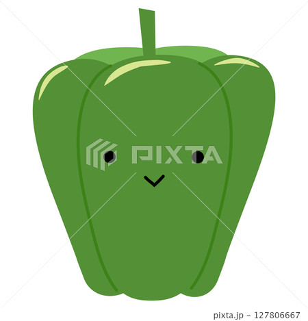 かわいいピーマン　キャラクター　夏野菜　ベクターイラスト 127806667