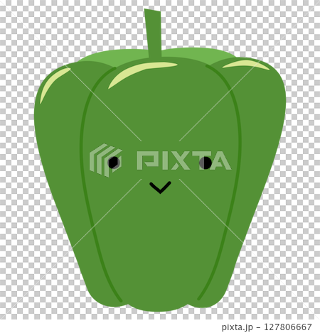 かわいいピーマン　キャラクター　夏野菜　ベクターイラスト 127806667