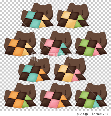 Illustration of cat-shaped cream and icebox cookies Illustration of cat-shaped cream and icebox cookies 127806725