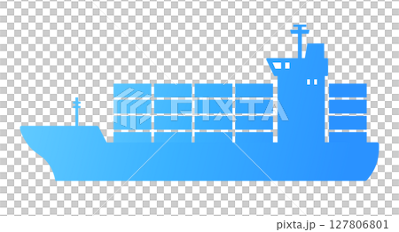 貨船、貨櫃船向量插圖海和船的圖示、裝飾品、背景資料 127806801