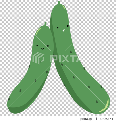 可愛的黃瓜字符夏季蔬菜向量插圖 127806874