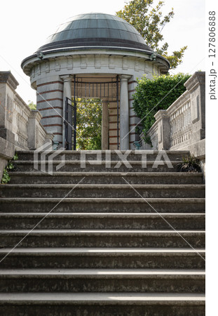 The prominent structure at the top of steps leading up to the domed building. The prominent structure at the top of steps leading up to the domed building. 127806888