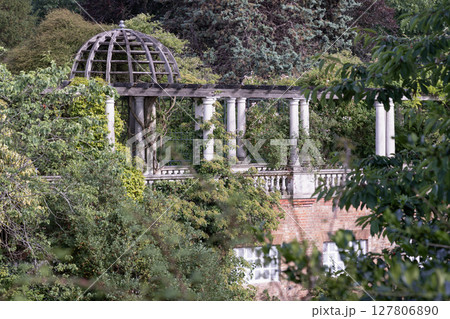 Grand edwardian architecture of Old structure at The Hill Garden and Pergola. 127806890