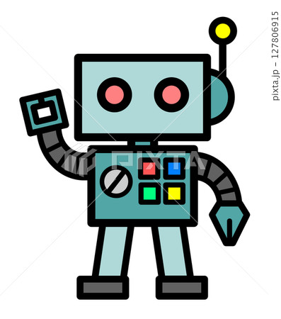 未来の正解で人工知能とAIを搭載するロボットのイラスト 127806915